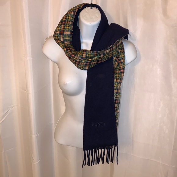 FENDI double faced SCARF silk & boiled wool - Picture 7 of 13